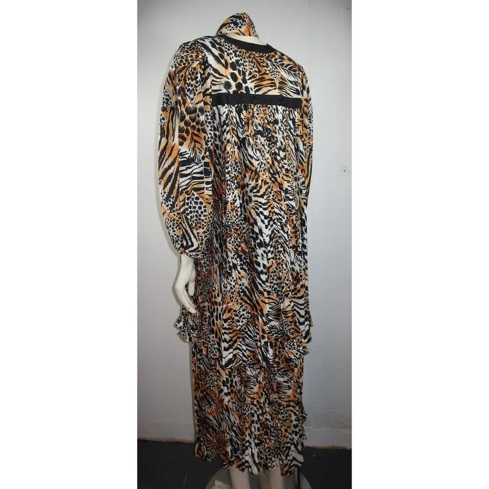 VTG Diane Freis Animal Print Cheetah Dress 3 Pc Set Blouse Skirt Georgette L/XL - Picture 8 of 16